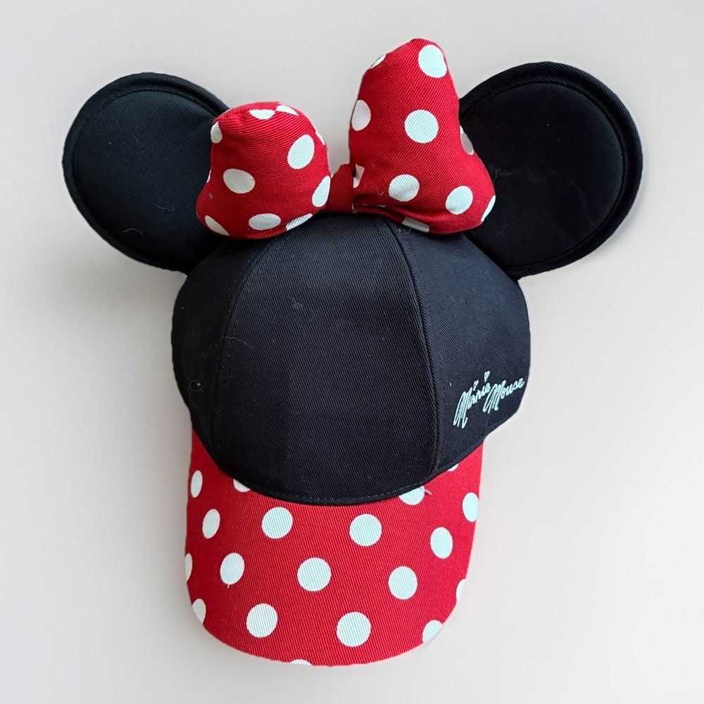 Walt Disney World Minnie Mouse Polka‎ Dot Snapback Hat Ears Red Bow Children's